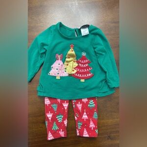 Holiday Tree Kids Pajama Set - Green and Red